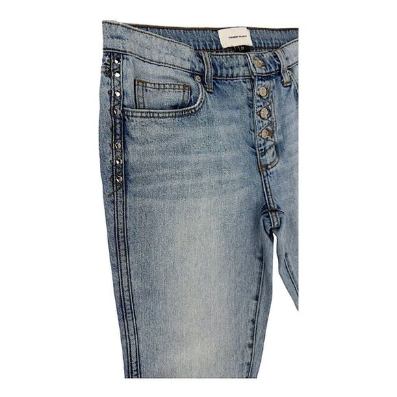 Current/Elliott 'The Zig Zag Fling' Studded Denim Blue Jeans – Size 27 - ($278) - Picture 2 of 8